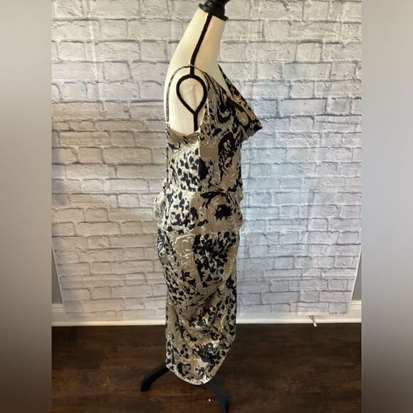 Women’s Plus Black & Tan Patterned Strappy Dress - 1XL - Picture 3 of 6